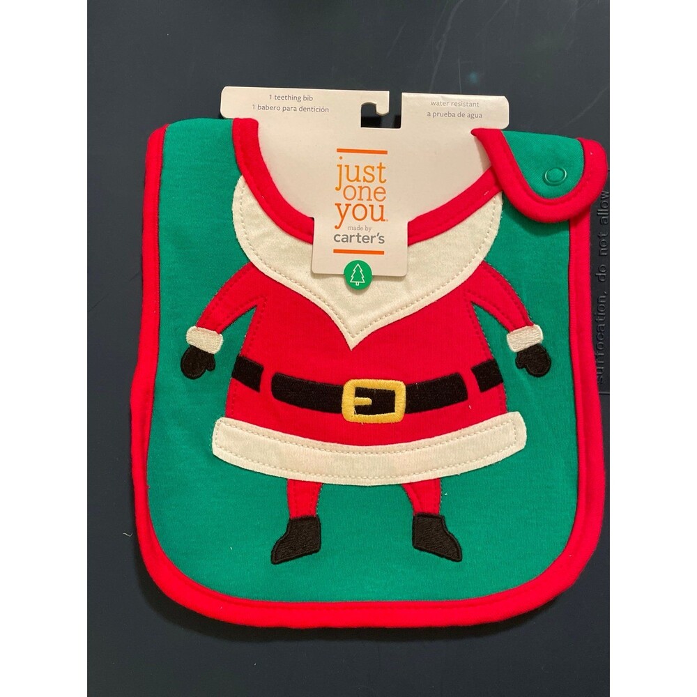 Just One You Carter's Santa Christmas Teething Bib NWT